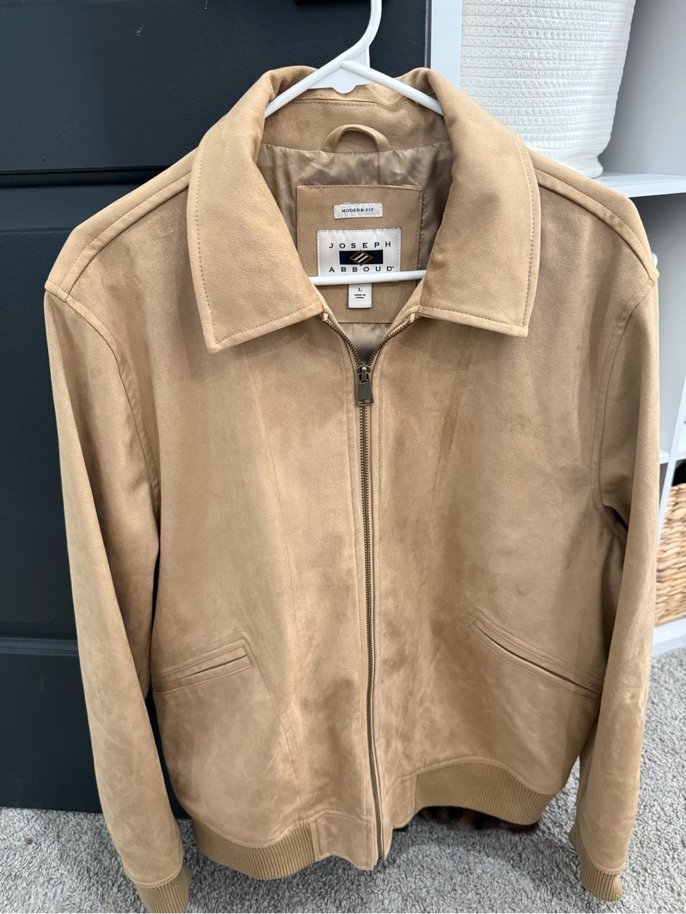 Joseph Abboud Men's Suede Zip Jacket - Tan XL